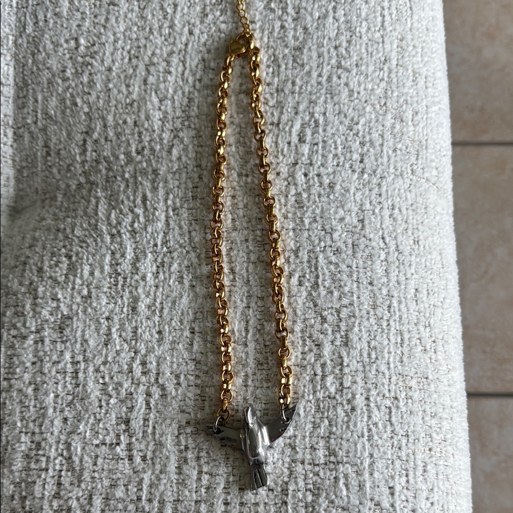 Elegant Gold and Silver Bird Pendant Necklace made with Recycled aluminum